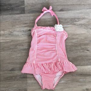 Janie and Jack pink white striped swimsuit sz 3